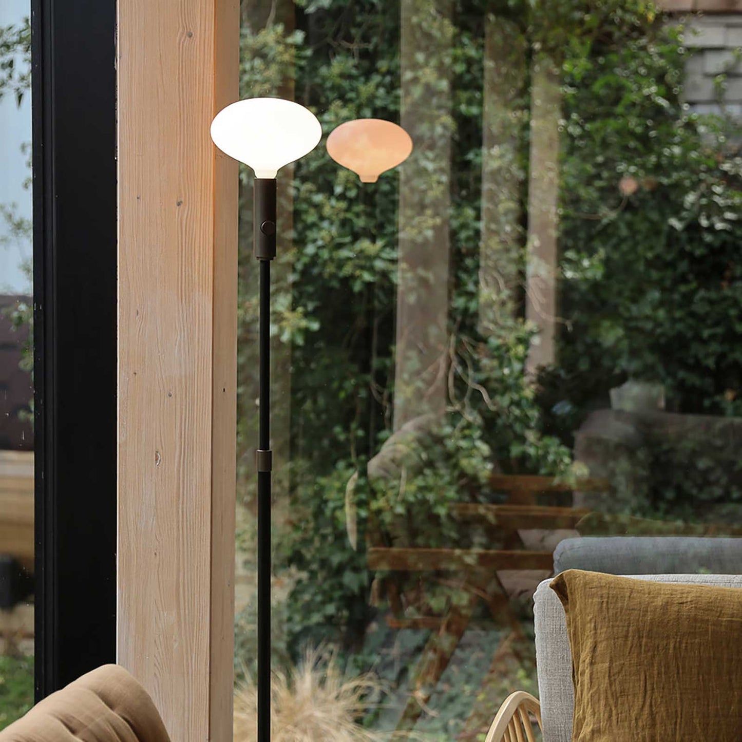 Oval II Medium Base R65 Type LED Bulb in living room.