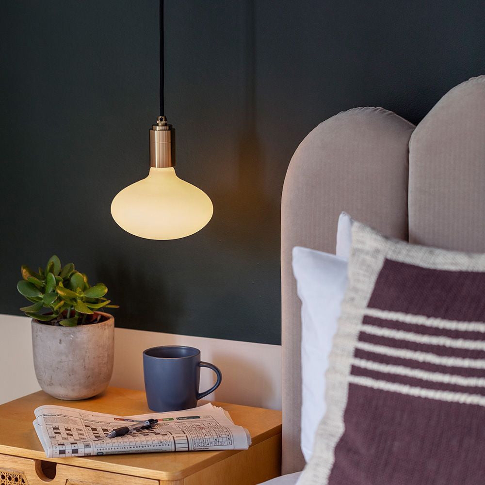 Oval Pendant Light in bedroom.