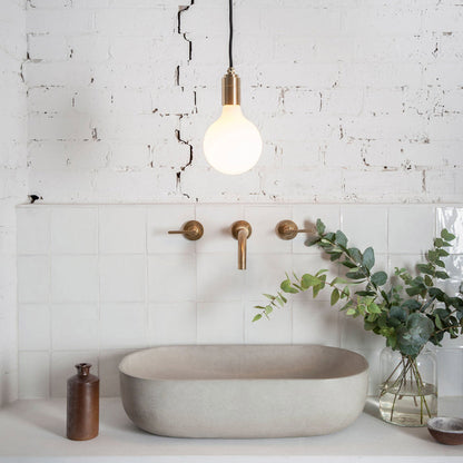 Porcelain III Pendant Light in bathroom.