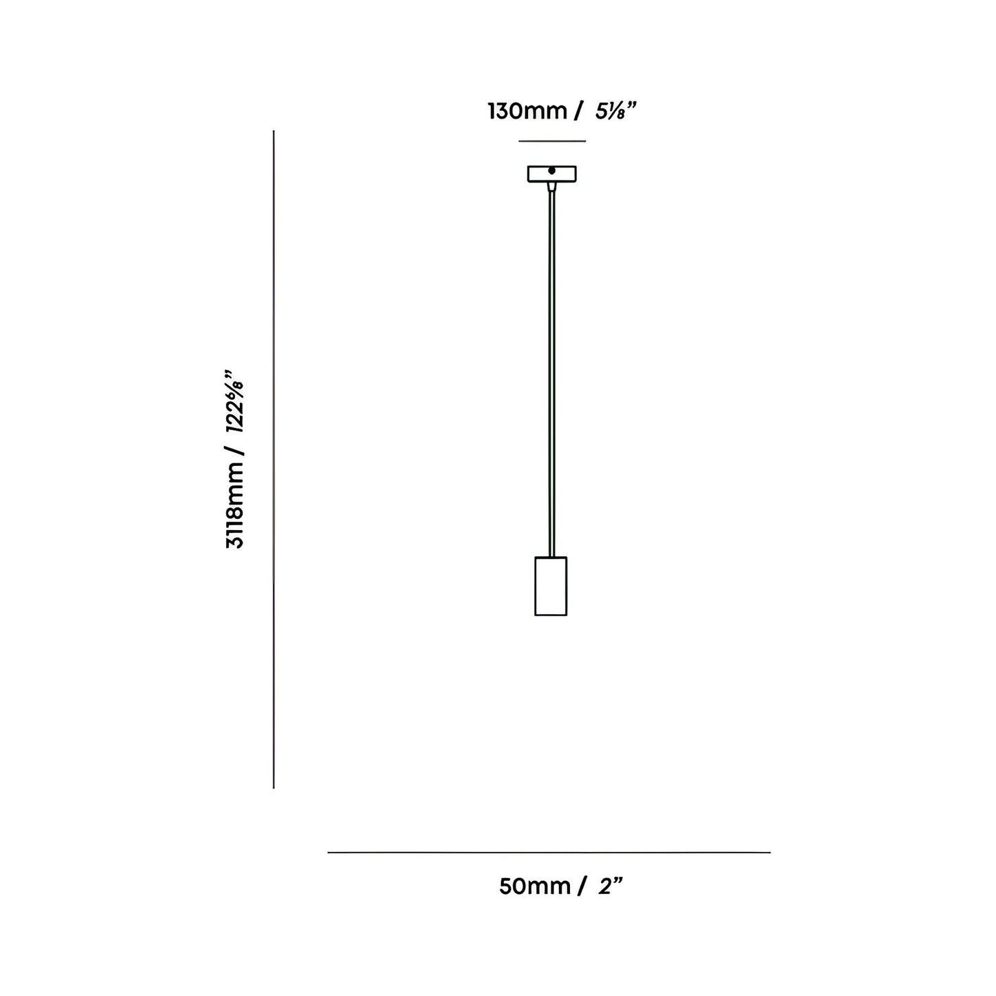 Signature Single Pendant Light - line drawing.