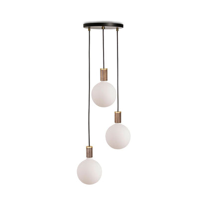 Sphere IV Triple Pendant Light in Walnut/Black.