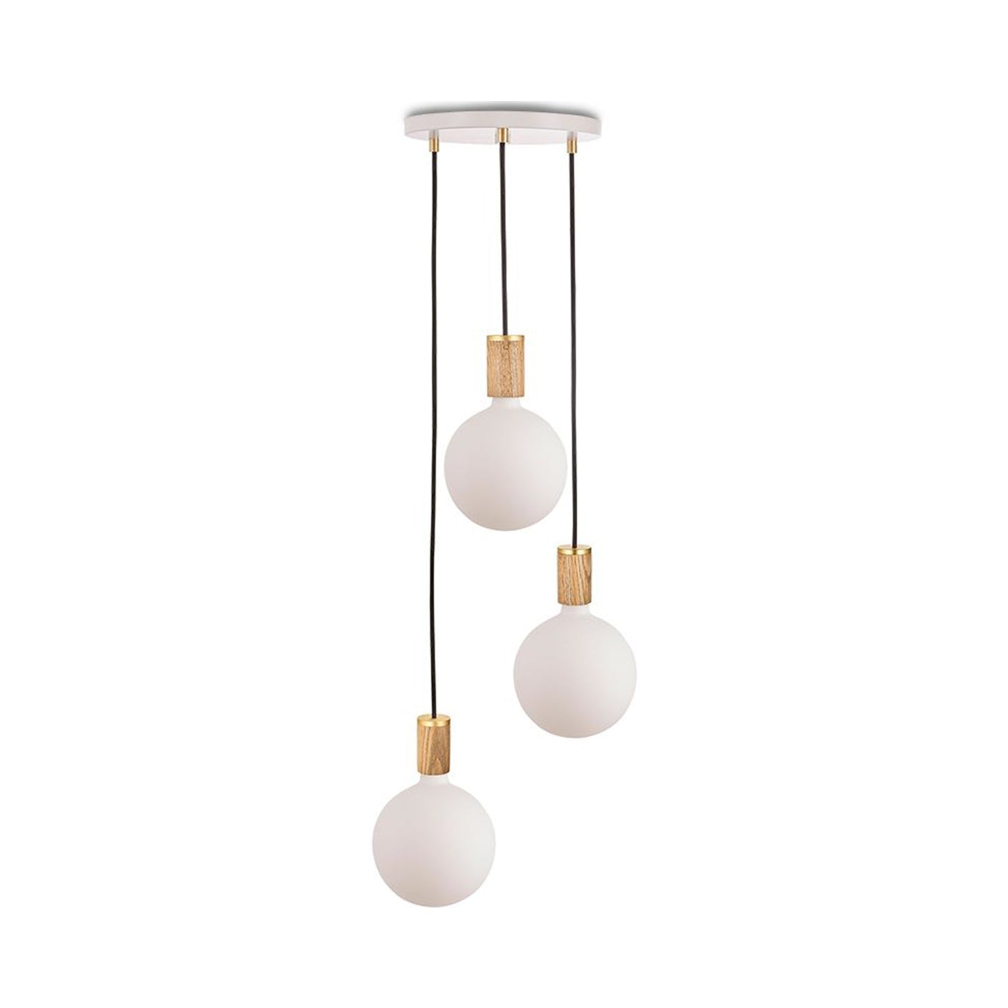 Sphere IV Triple Pendant Light in Oak/White.