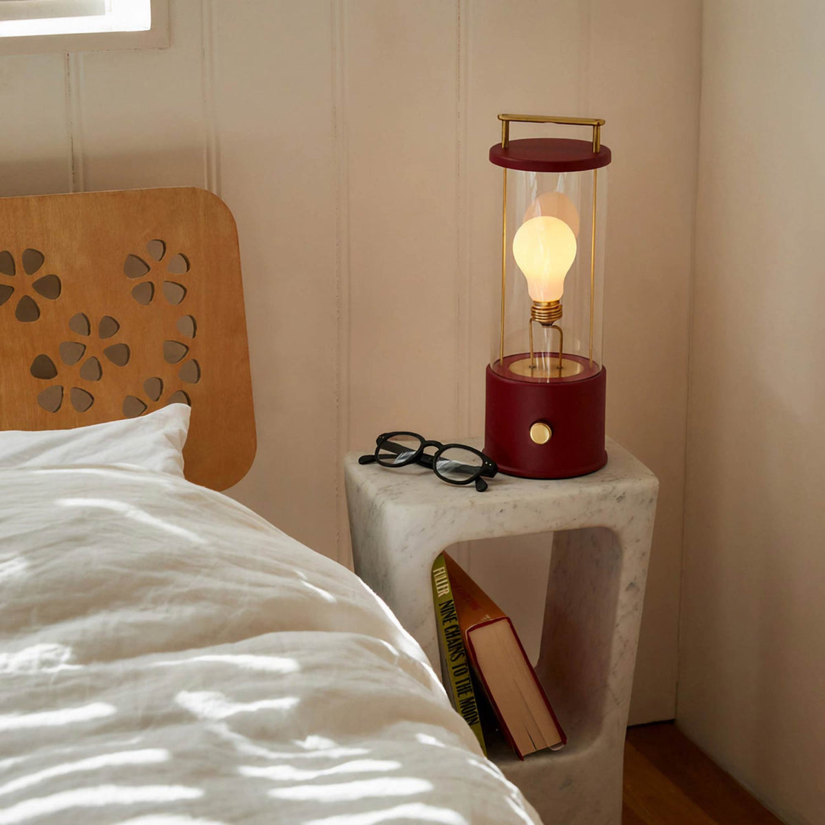 The Muse 2.0 Portable Table Lamp in bedroom.