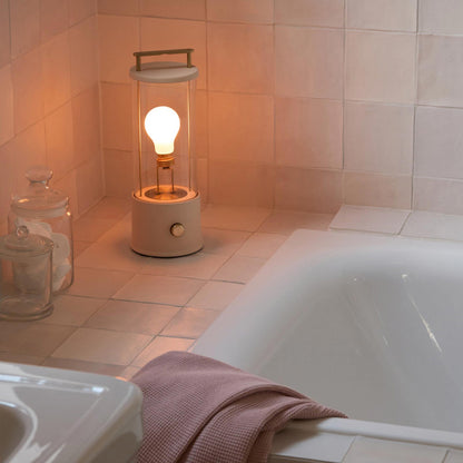 The Muse 2.0 Portable Table Lamp in bathroom.