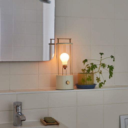 The Muse LED Portable Table Lamp in bathroom.