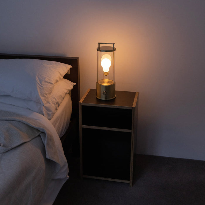 The Muse LED Portable Table Lamp in bedroom.
