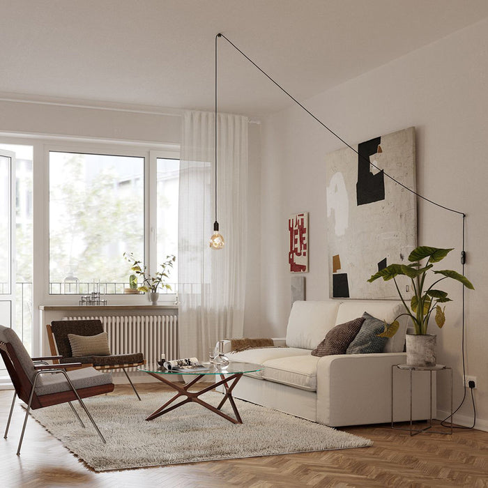 Voronoi I Plug-In Pendant Light in living room.