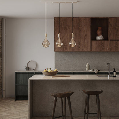 Voronoi II LED Linear Triple Pendant Light in dining room.