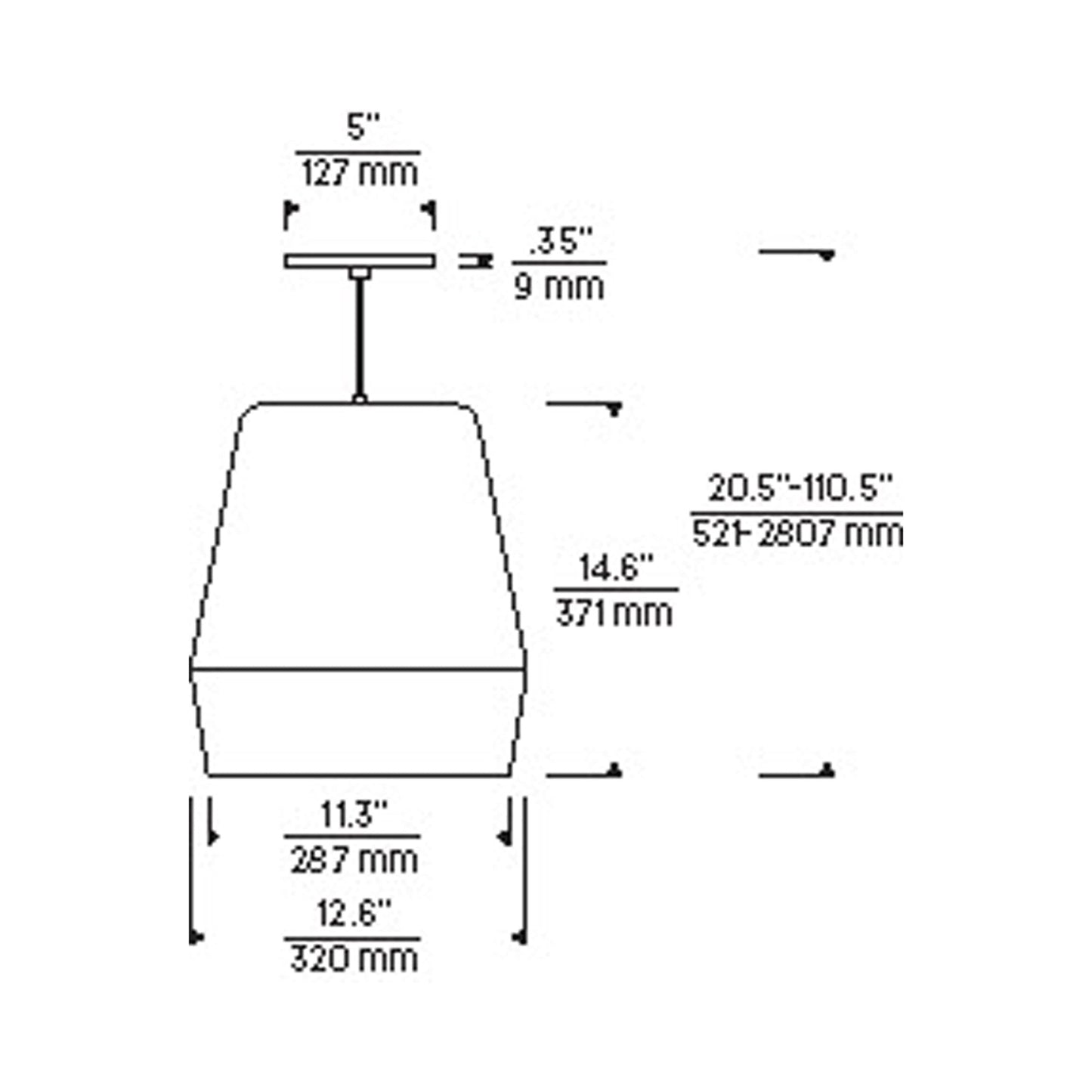 Allea Pendant Light - line drawing.