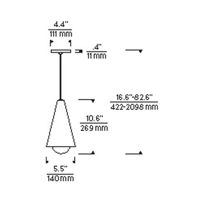 Joni LED Pendant Light - line drawing.