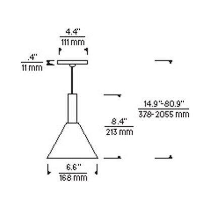 Mezz LED Low Voltage Pendant Light - line drawing.