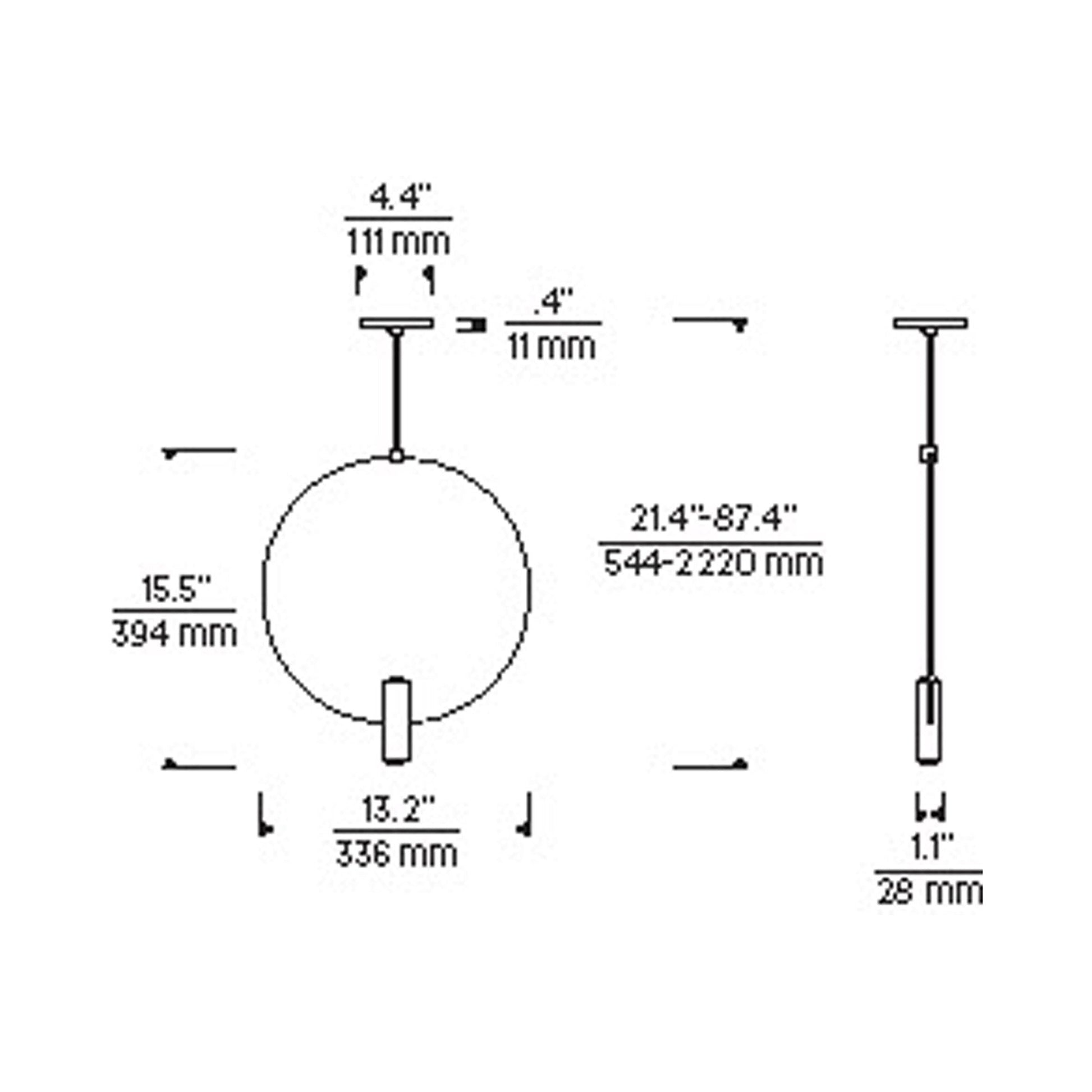 Mini Layla LED Low Voltage Pendant Light - line drawing.