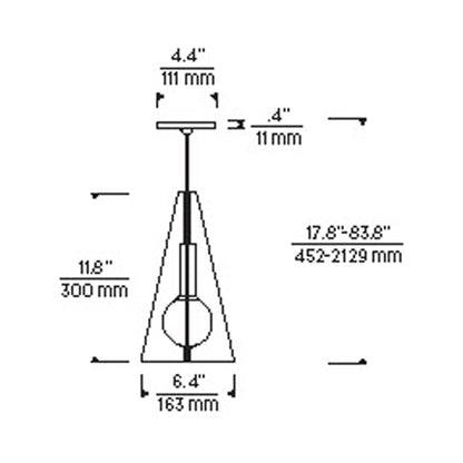 Mini Orbel Pyramid LED Low Voltage Pendant Light - line drawing.