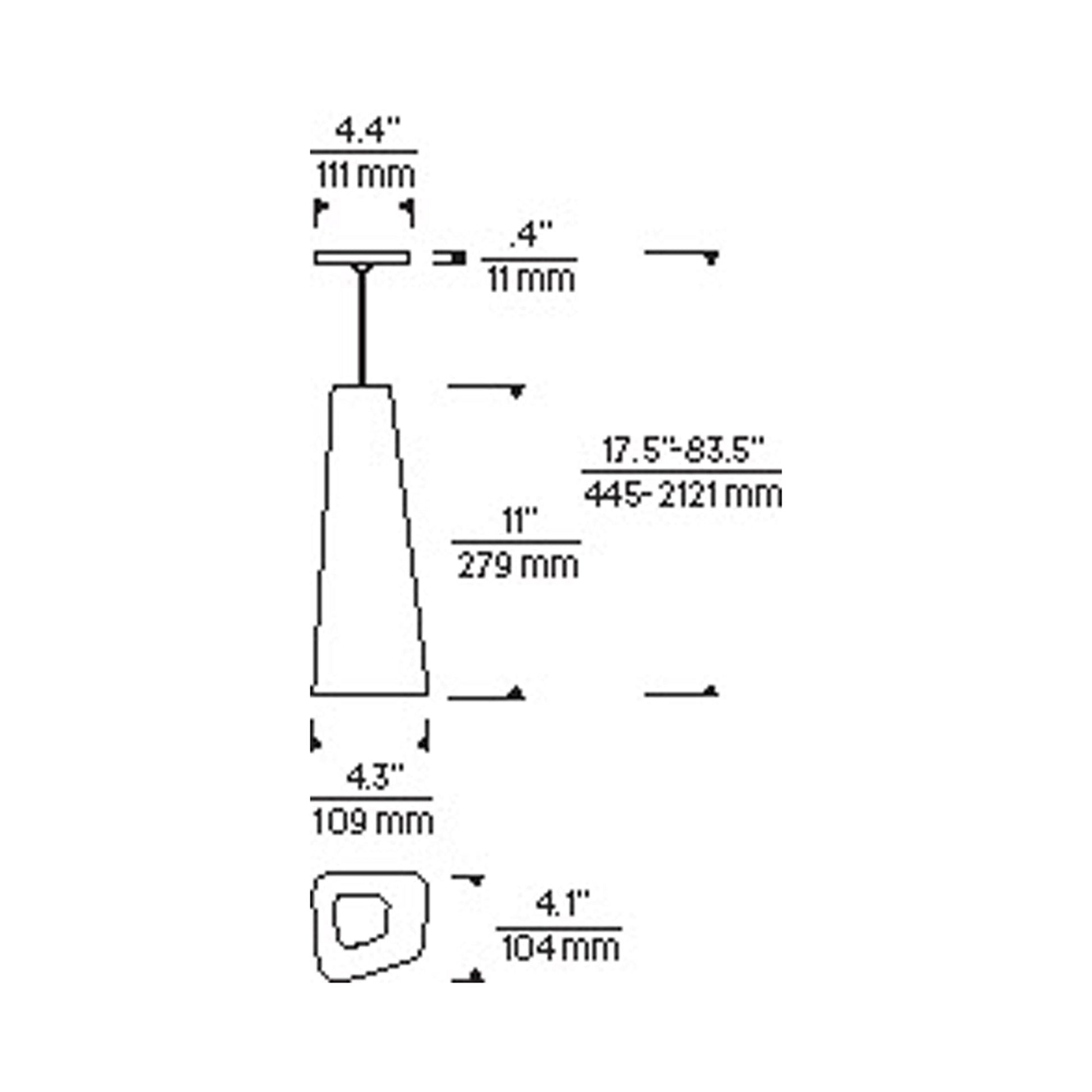 Rhonan Low Voltage Pendant Light - line drawing.