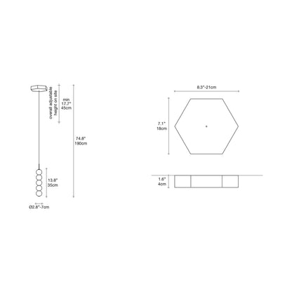 Abacus LED Pendant Light - line drawing.