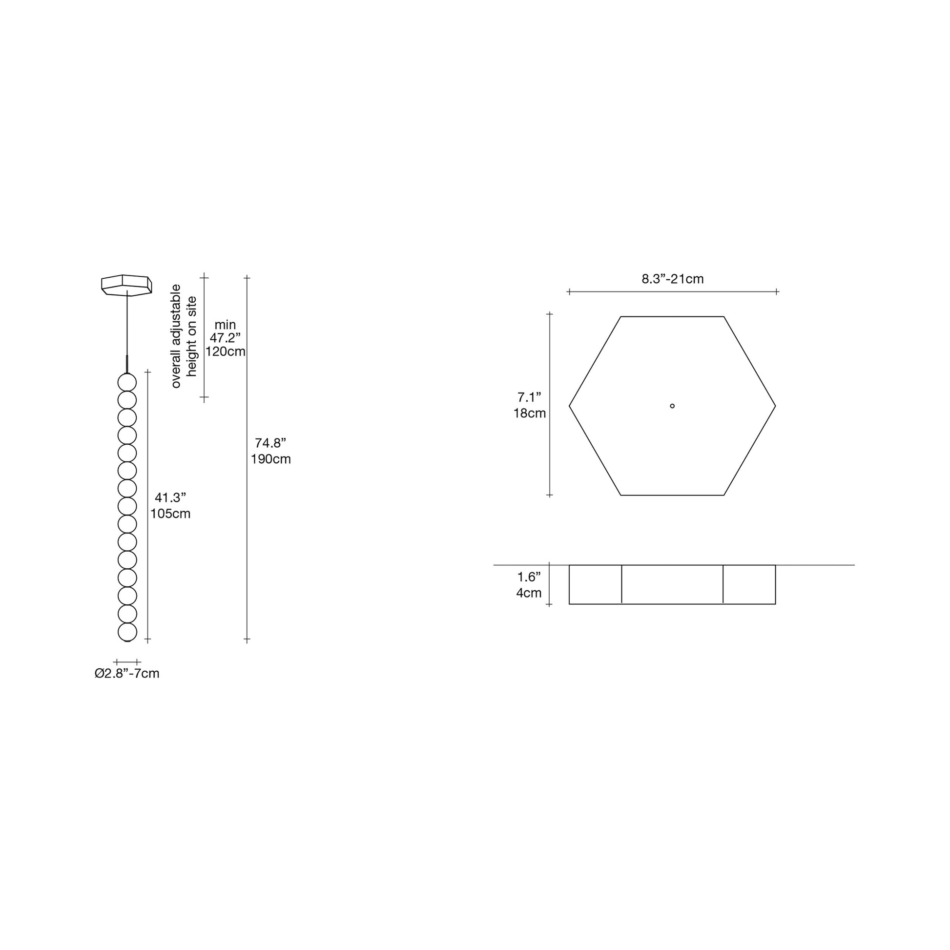 Abacus LED Pendant Light - line drawing.