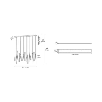 Abacus Linear LED Pendant Light - line drawing.