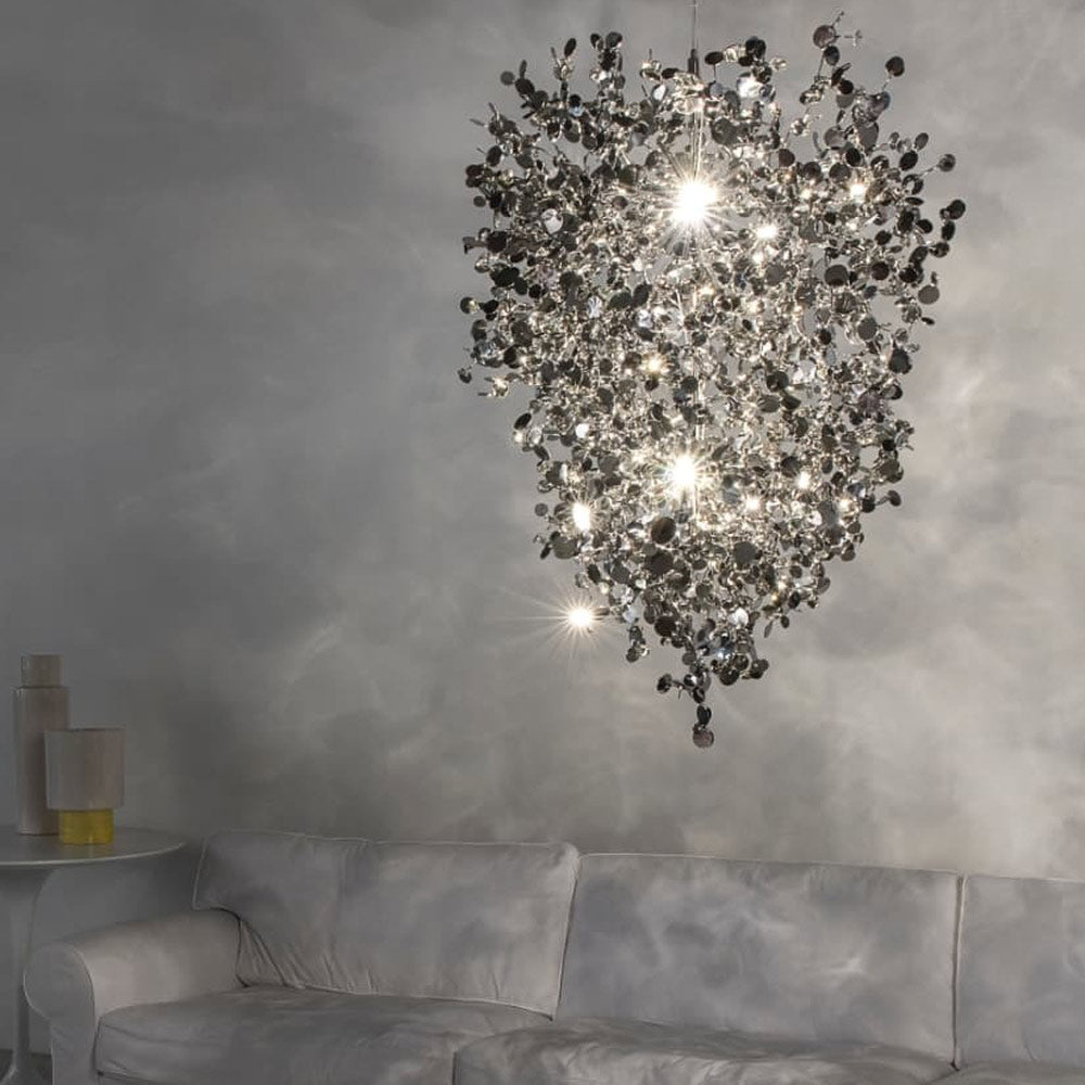 Argent LED Chandelier in living room.