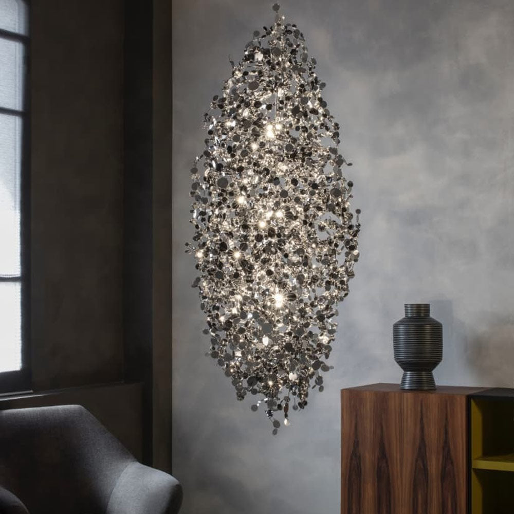 Argent LED Chandelier in living room.