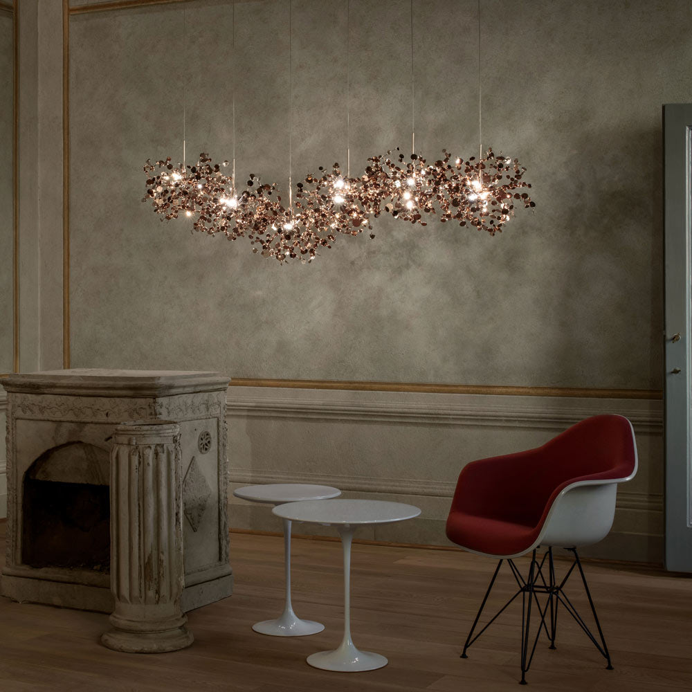 Argent Linear Multi Light Pendant Light in living room.
