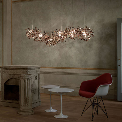 Argent Linear Multi Light Pendant Light in living room.