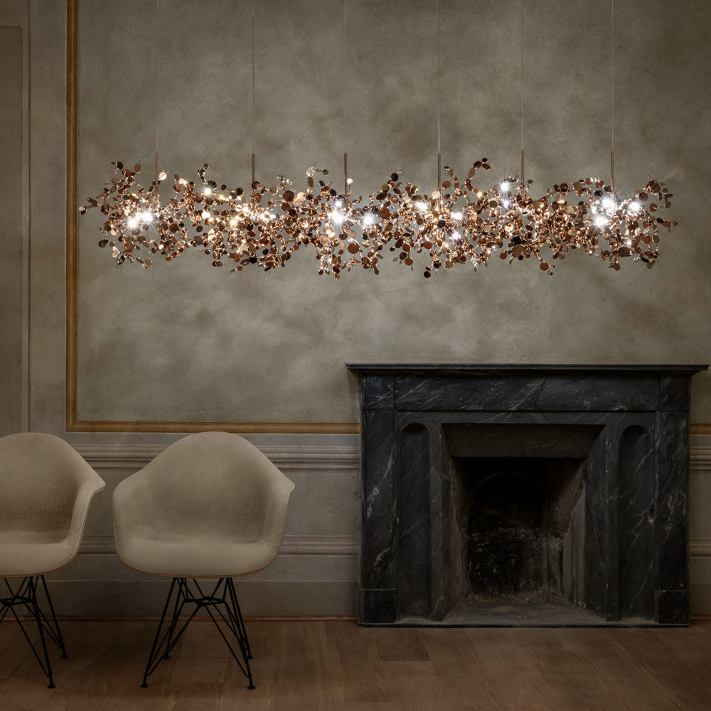 Argent Linear Multi Light Pendant Light in living room.