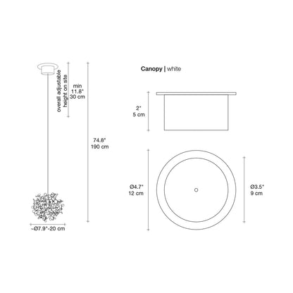 Argent Mon Bijou LED Pendant Light - line drawing.
