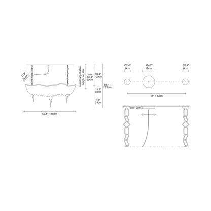 Atlantis Linear Chandelier - line drawing.