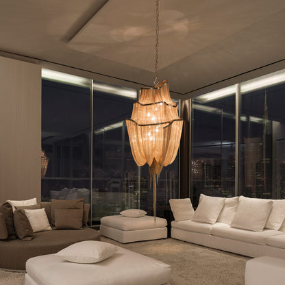 Atlantis Three-Tier Chandelier in living room.