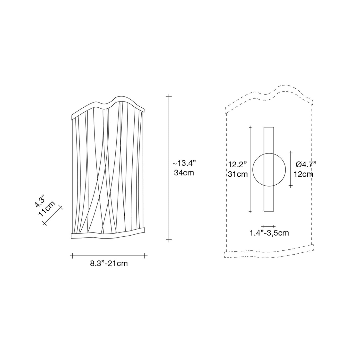 Atlantis Wall Light - line drawing.