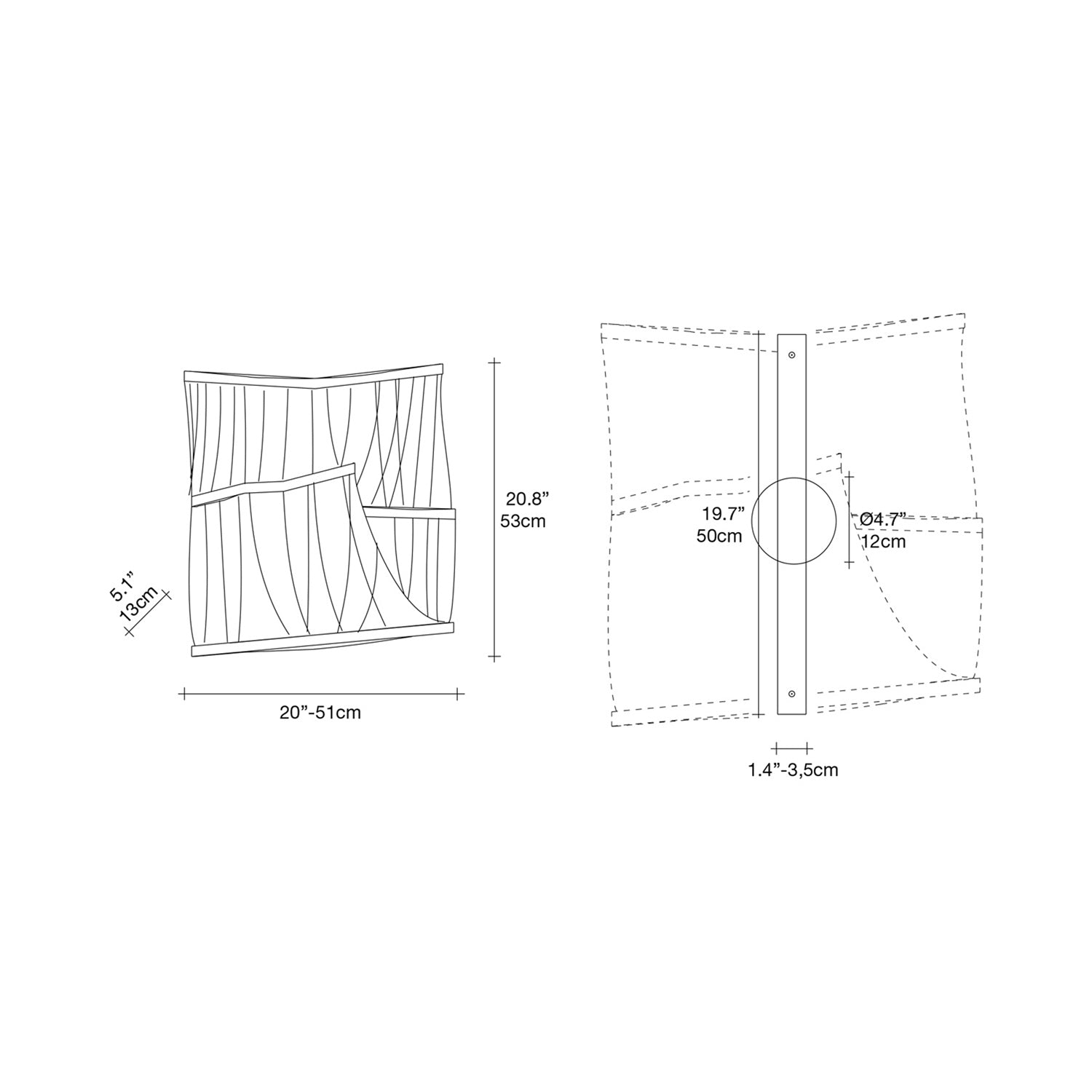 Atlantis Wall Light - line drawing.