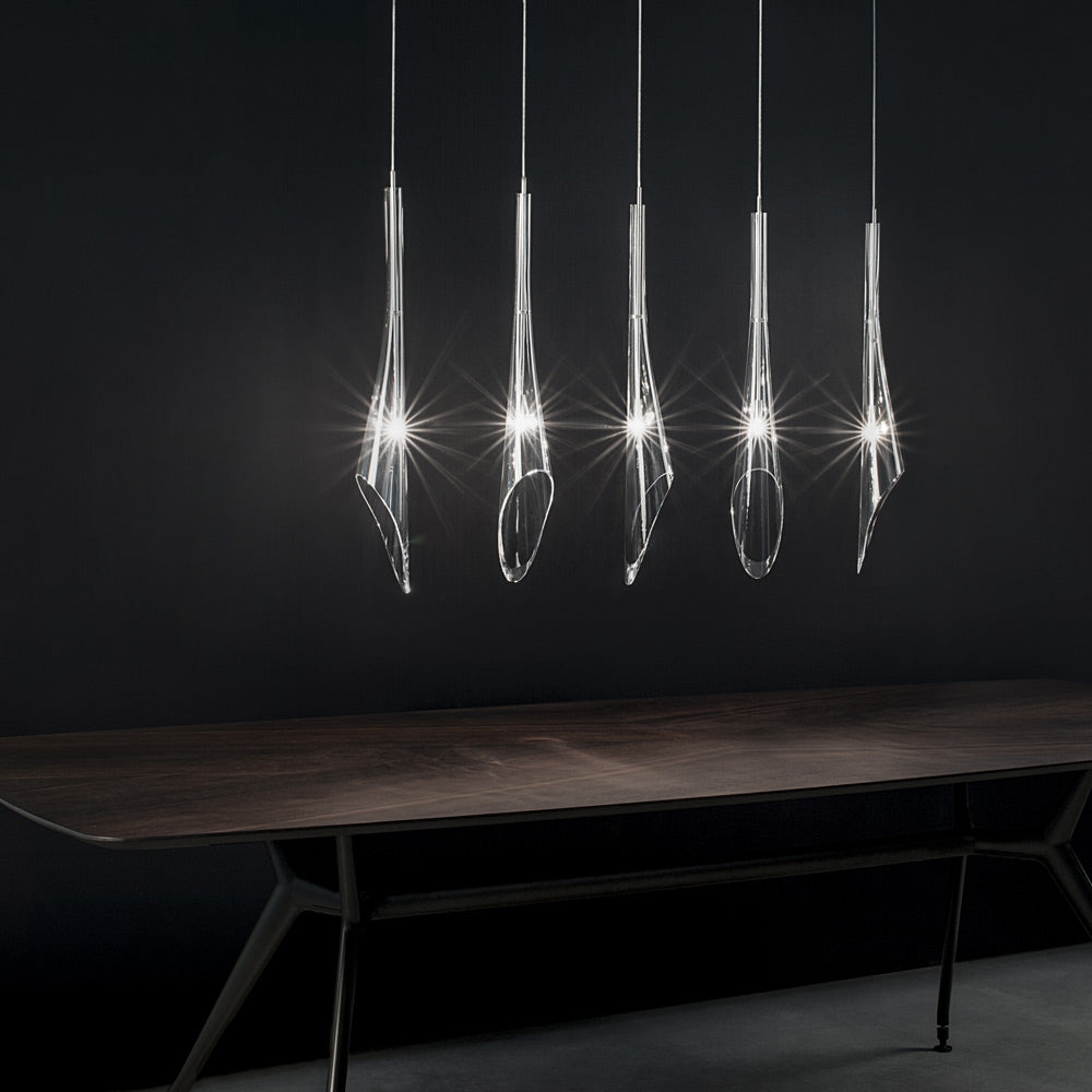 Calle Linear Pendant Light in dining room.