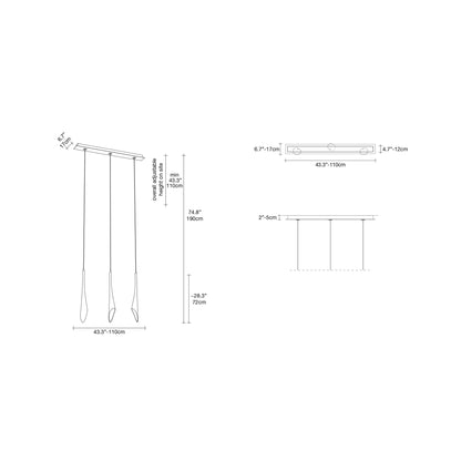 Calle Linear Pendant Light - line drawing.