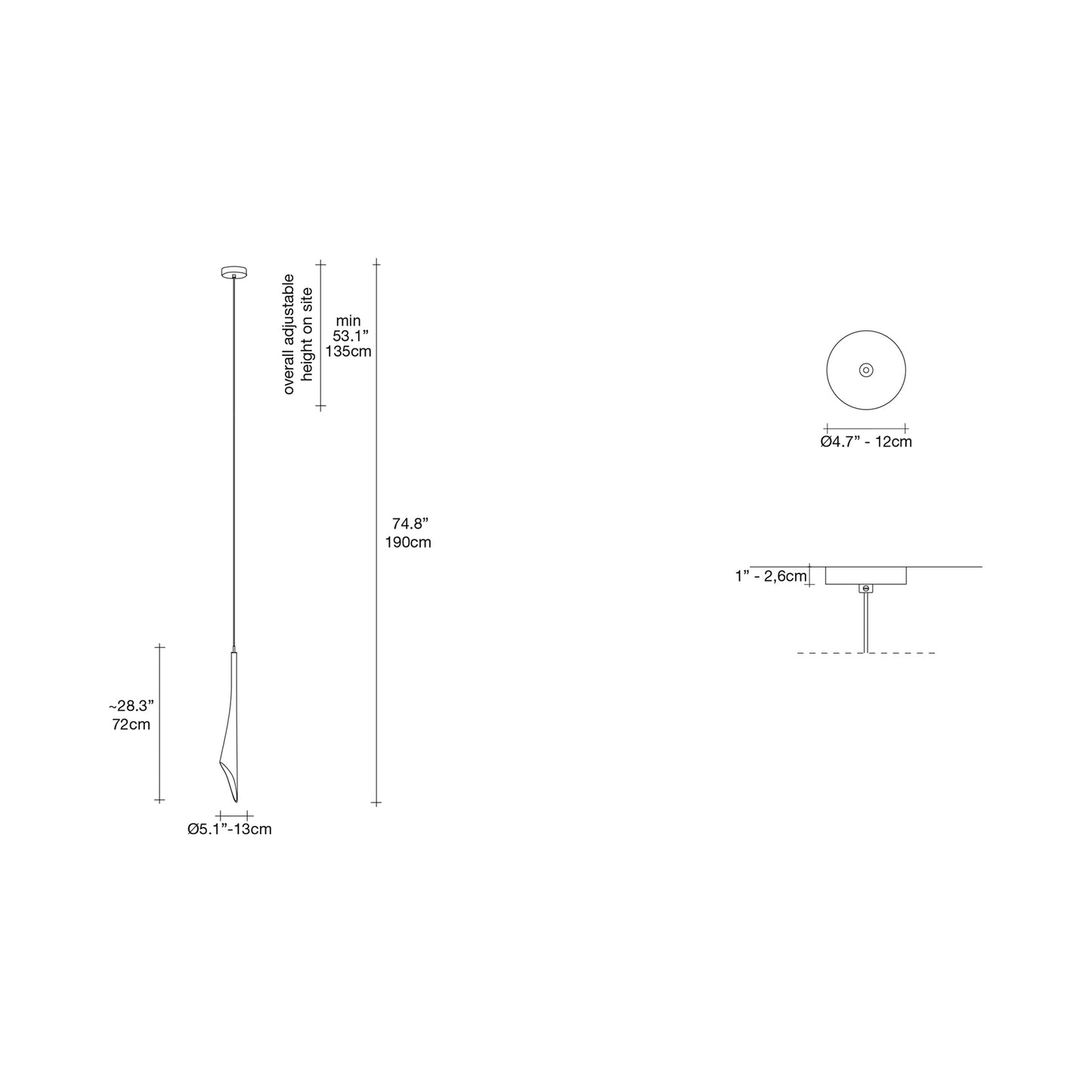 Calle Pendant Light - line drawing.