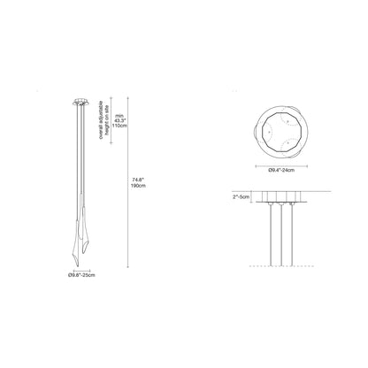 Calle Round Pendant Light - line drawing.