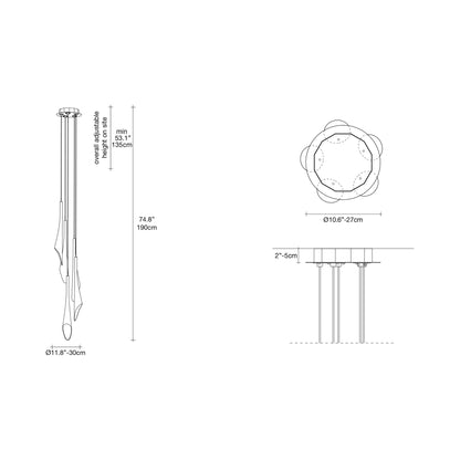 Calle Round Pendant Light - line drawing.