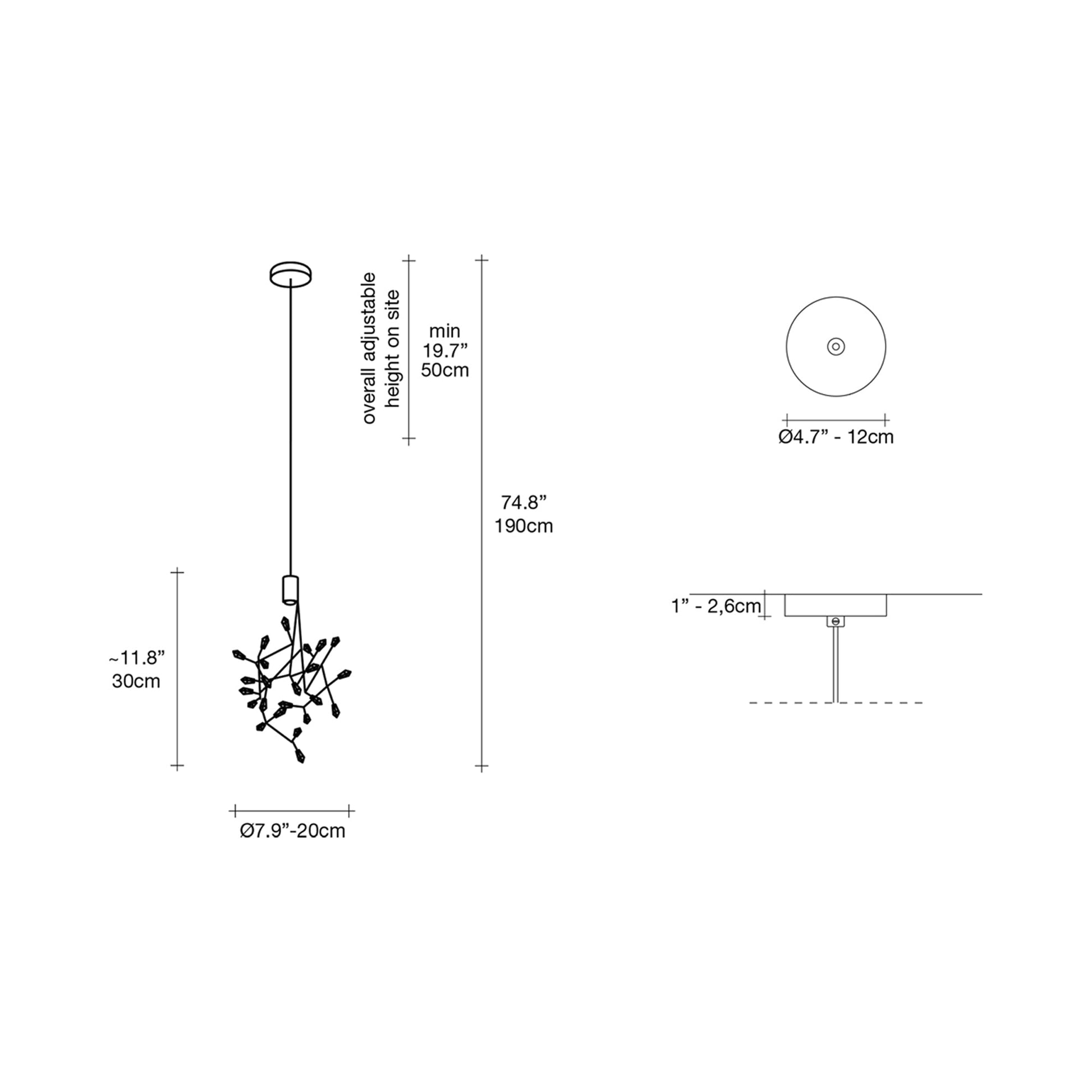 Core LED Pendant Light - line drawing.