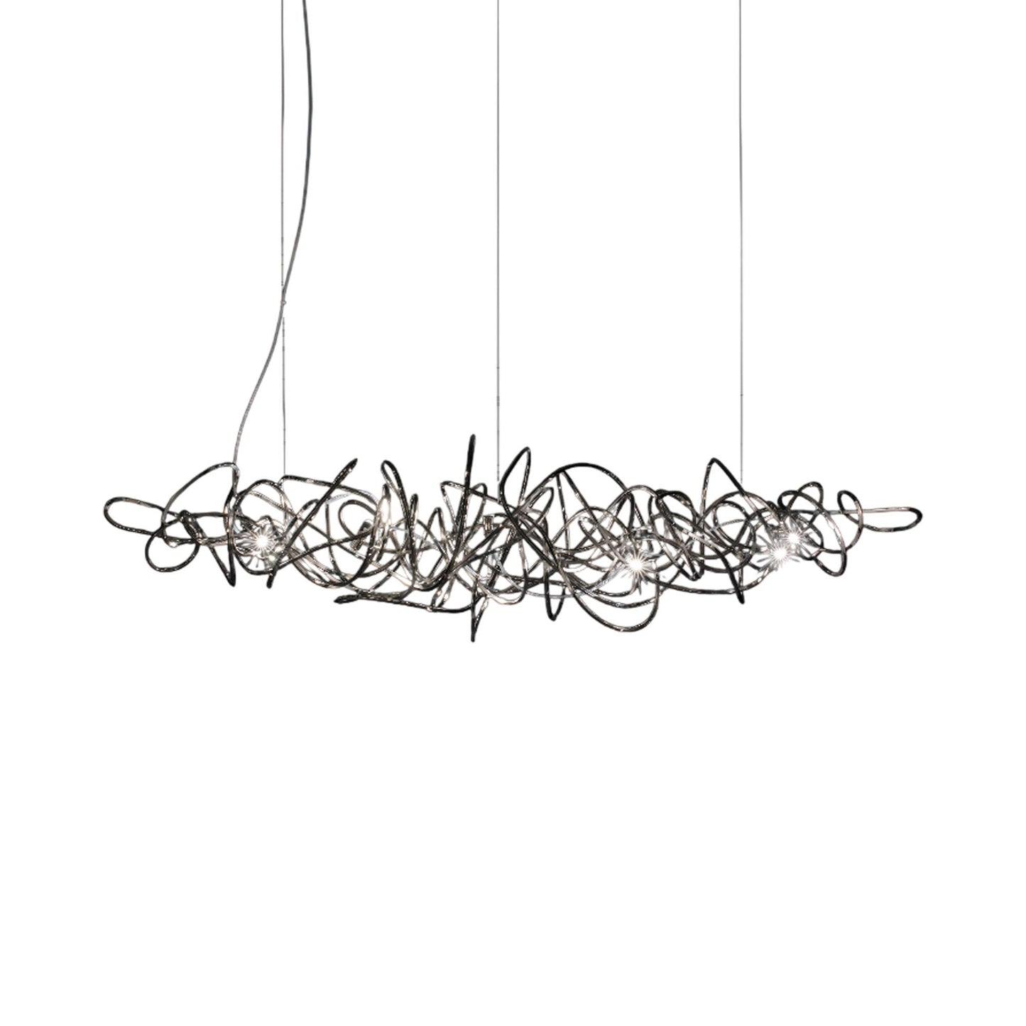 Doodle Linear Chandelier in Black Nickel Plated.