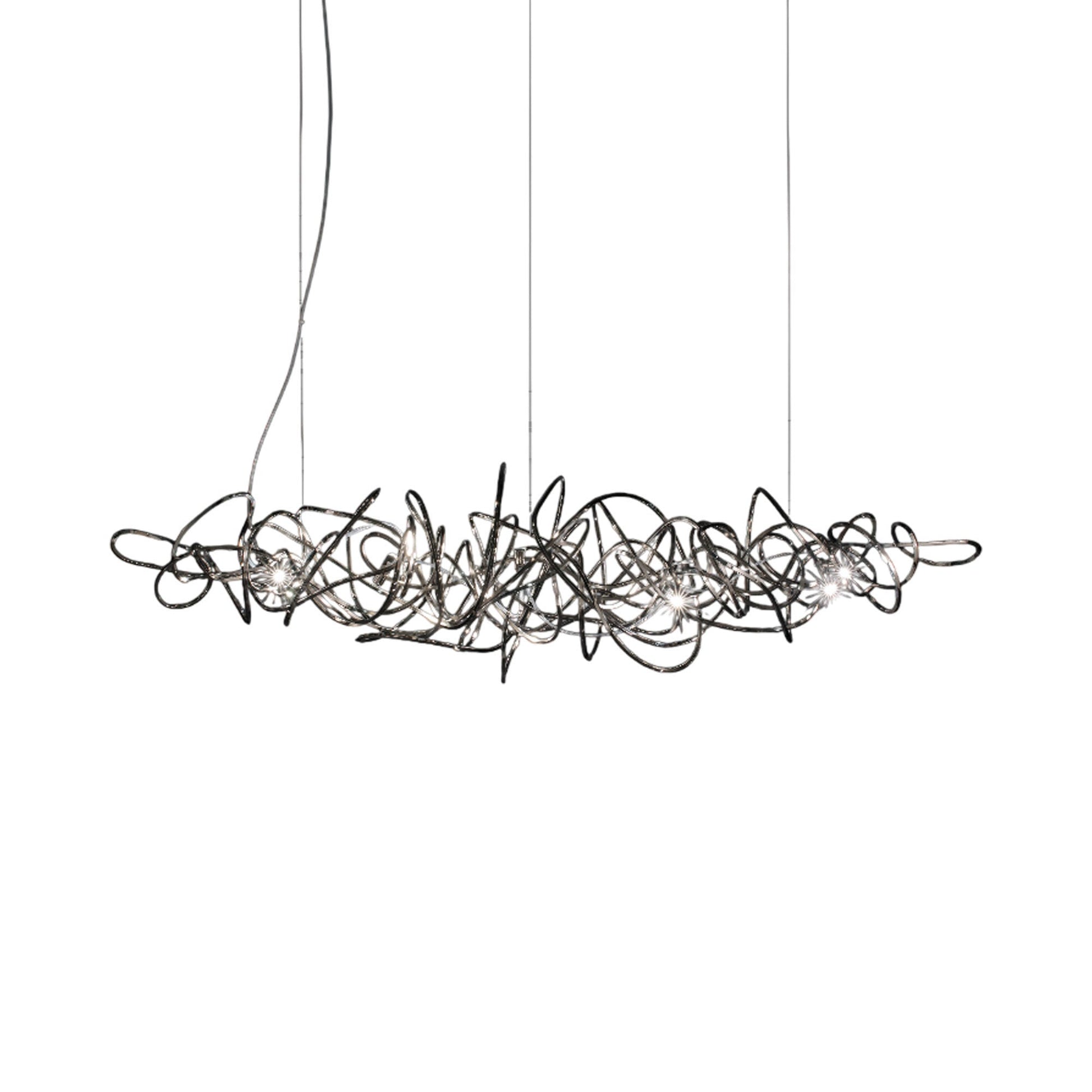 Doodle Linear Chandelier in Black Nickel Plated.