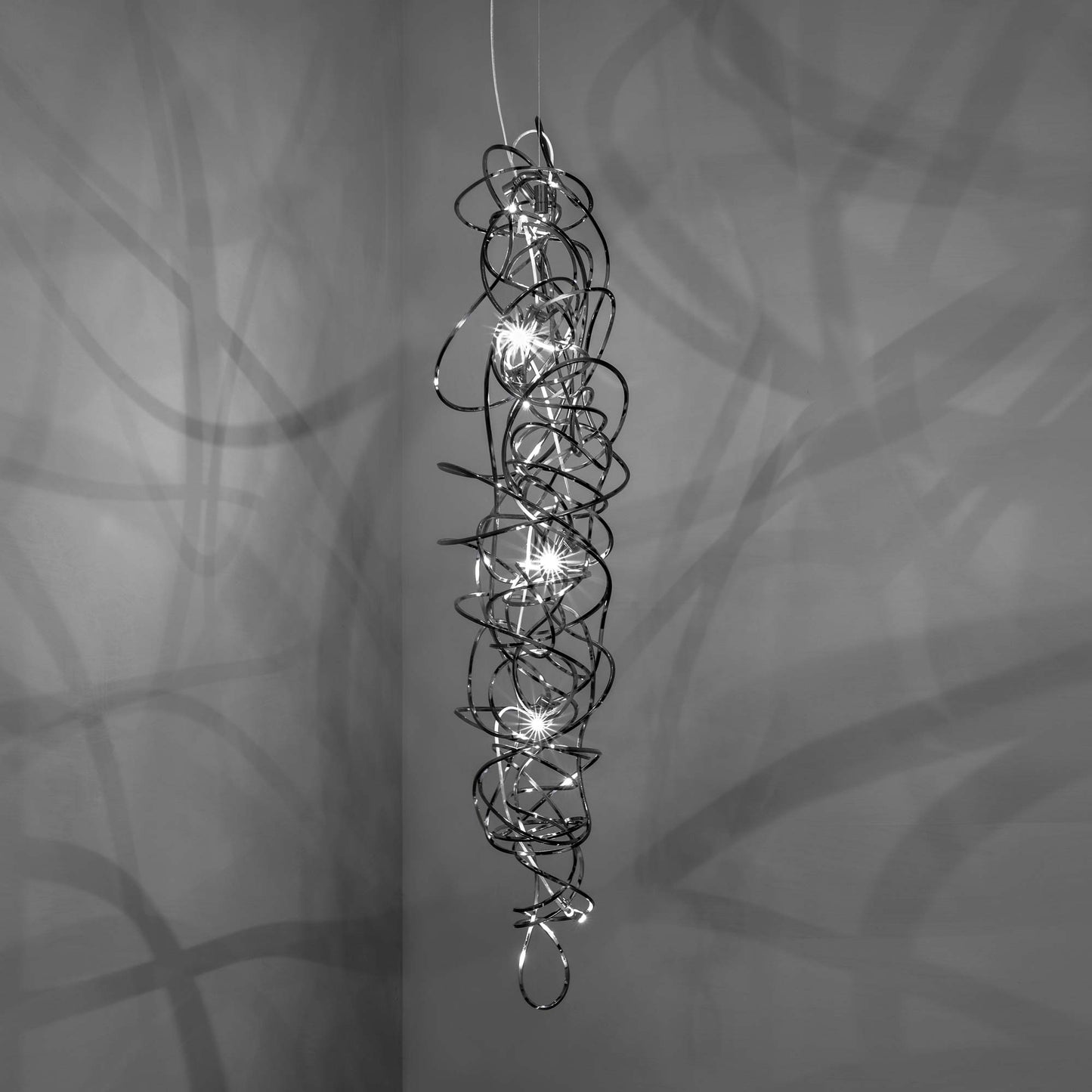 Doodle Vertical Chandelier in Black Nickel Plated.
