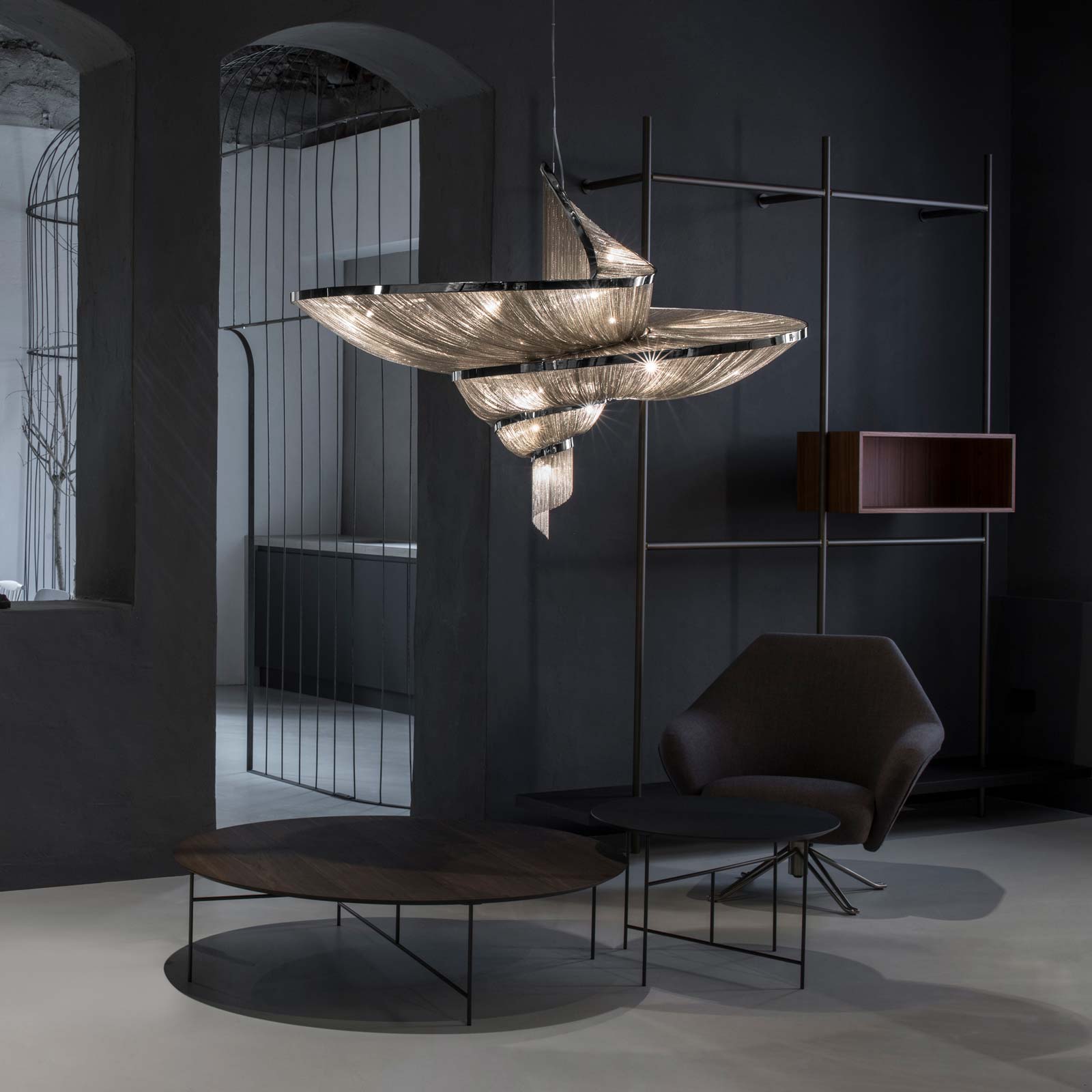 Epoque LED Chandelier in living room.