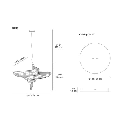 Epoque LED Chandelier - line drawing.