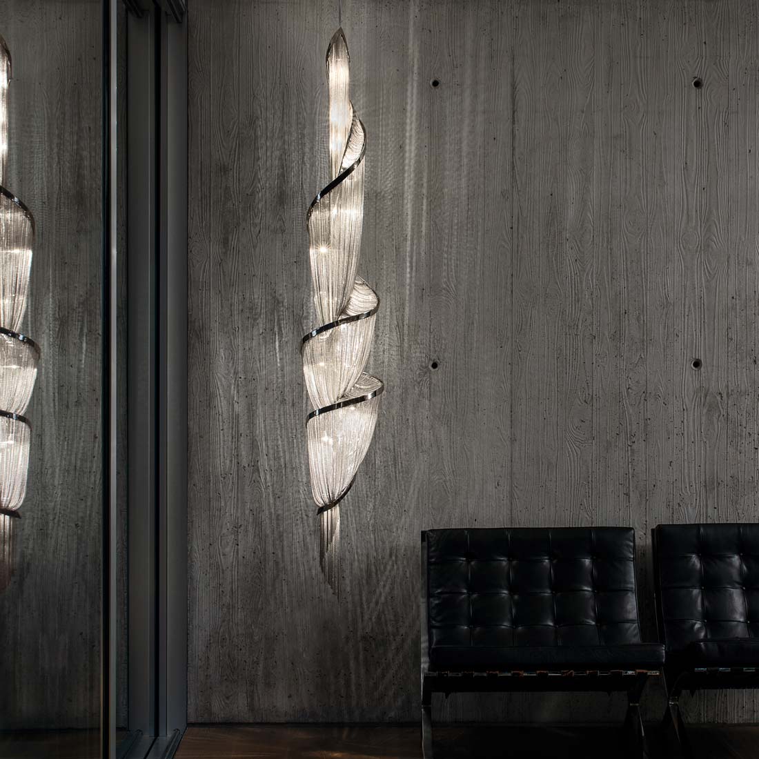 Epoque Vertical LED Chandelier in living room.