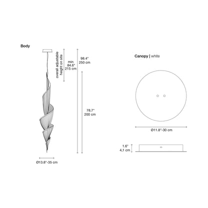 Epoque Vertical LED Chandelier - line drawing.