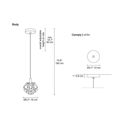 Etoile Pendant Light - line drawing.
