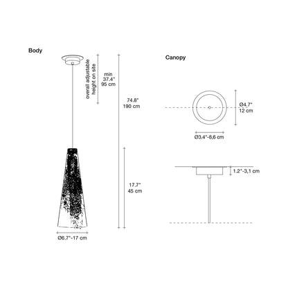 Frame Cone Pendant Light - line drawing.