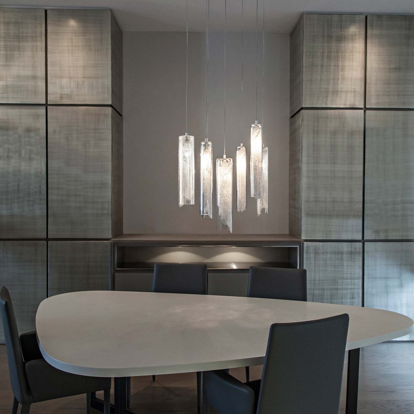 Frame Cylinder Pendant Light in dining room.