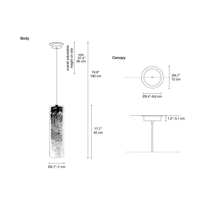 Frame Cylinder Pendant Light - line drawing.