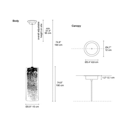 Frame Cylinder Pendant Light - line drawing.