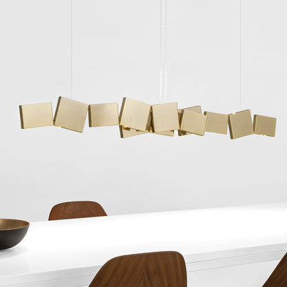 Gaia Double Linear LED Chandelier in dining room.